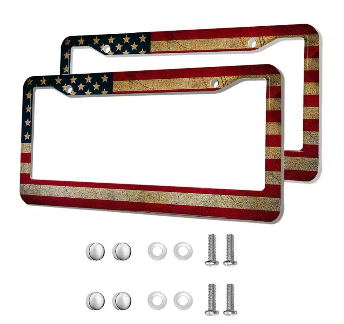 License Plate Holder Frame American Flag