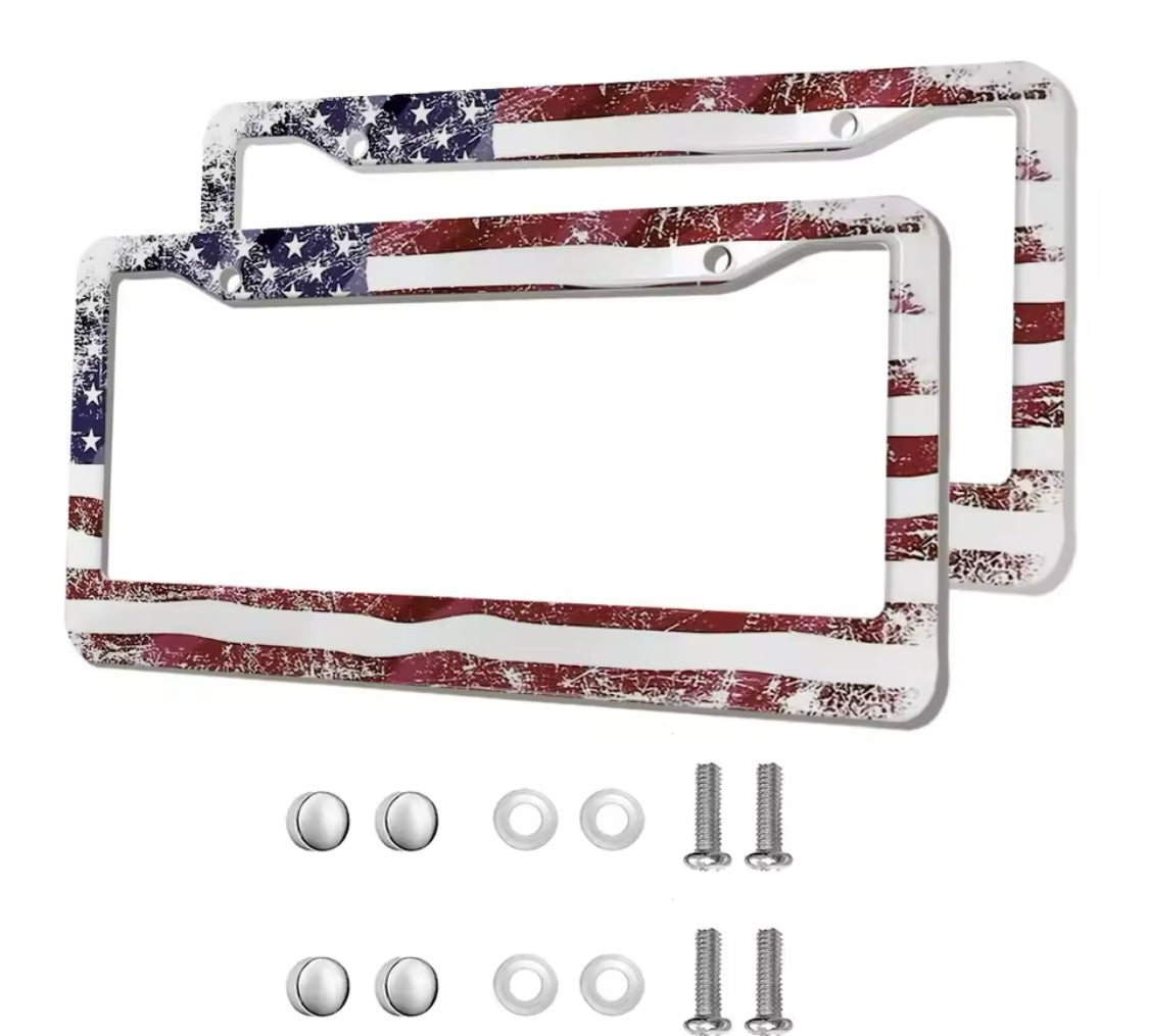 License Plate Holder Frame American Flag