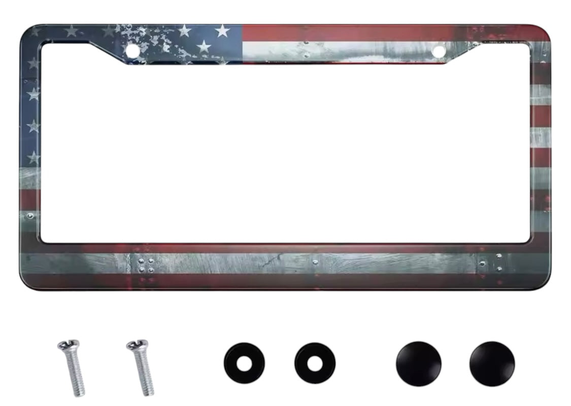License Plate Holder Frame American Flag