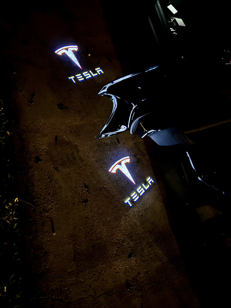 Tesla  Welcome Light Puddle Light 2 PCS | Custom Red Outline