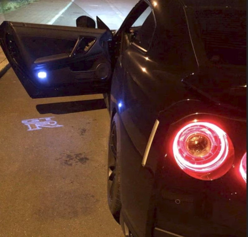 Nissan GTR (Limited Edition) 2Pcs Entry LED Logo Light Car Adjustable Angles [Bright]