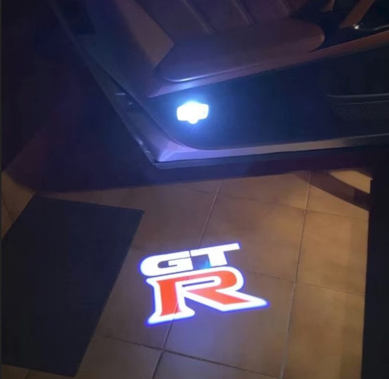 Nissan GTR (Limited Edition) 2Pcs Entry LED Logo Light Car Adjustable Angles [Bright]